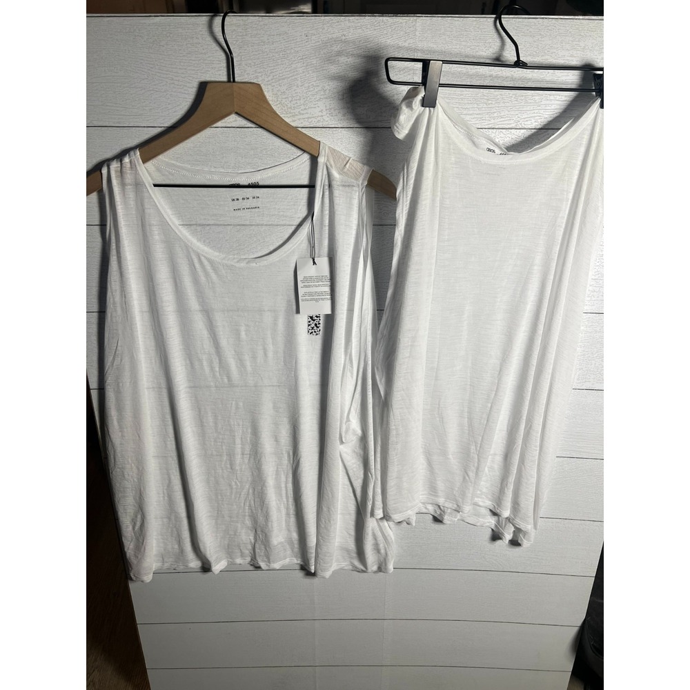(2) ASOS 4505 Womens 26 Curve Loose Fit Mesh Gym Shirt White Paper Thin